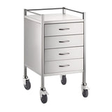 CubicHealth Stainless Steel Single Trolley 4 Drawer