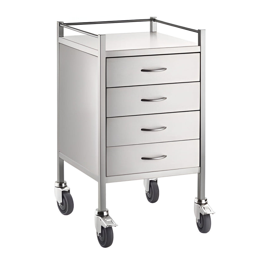 CubicHealth Stainless Steel Single Trolley 4 Drawer