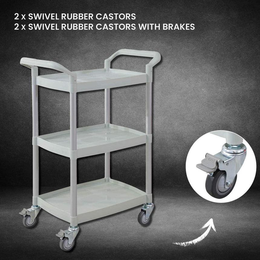 CubicHealth Storage Trolley 3 Shelves Grey Narrow