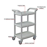 CubicHealth Storage Trolley 3 Shelves Grey Narrow