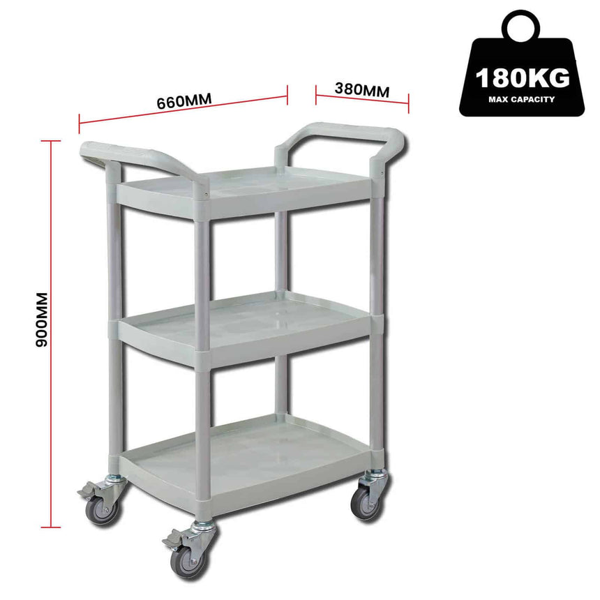 CubicHealth Storage Trolley 3 Shelves Grey Narrow
