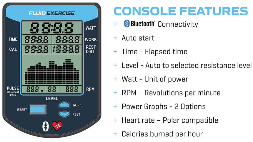 Fluid E685 Arm Cycle UBE Upper Body Ergometer Console Features
