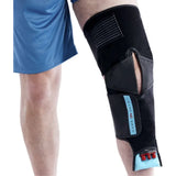 Game Ready articulated knee wrap fitted to a leg. This listing is the replacement outer cover only.