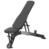 Flat to Incline Adjustable weight bench with a black padded backrest and seat.
