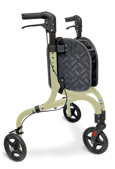 RedGum Lightweight Tri Walker in gold, 4.6kg three wheel walker with storage bag