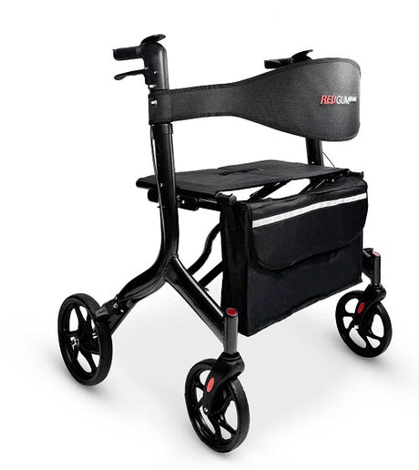 RedGum Bariatric Side Folding Seat Walker in dark grey, 200kg capacity rollator