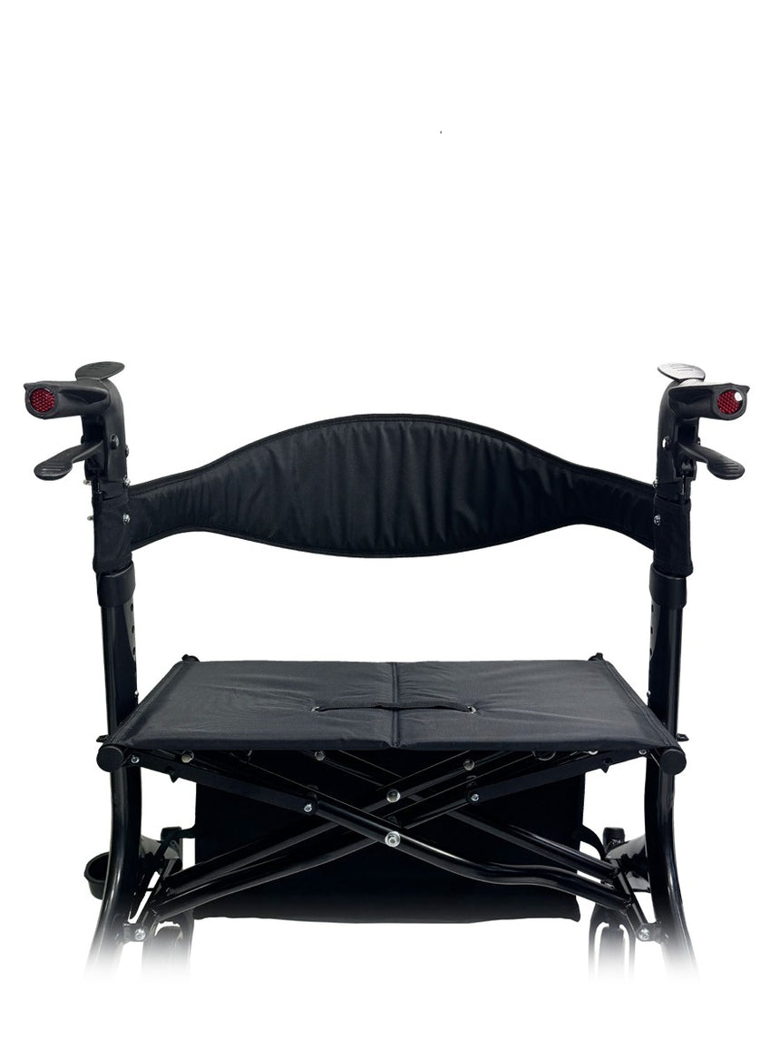 Wide 560mm padded sling seat on the RedGum Bariatric Seat Walker