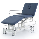 CubicHealth 3 Section Treatment Table With Drop Down Side Rails Navy Blue Upholstery
