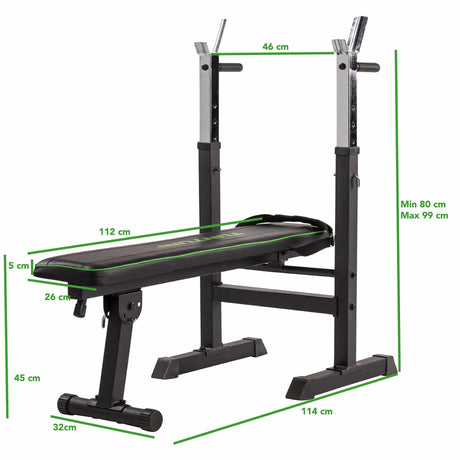 Tunturi WB20 Foldable Weight Bench Dimensions