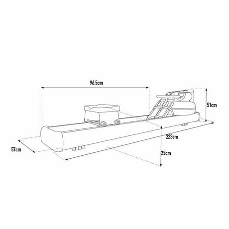 WaterRower m1 Lo Rise Dimensions Diagram