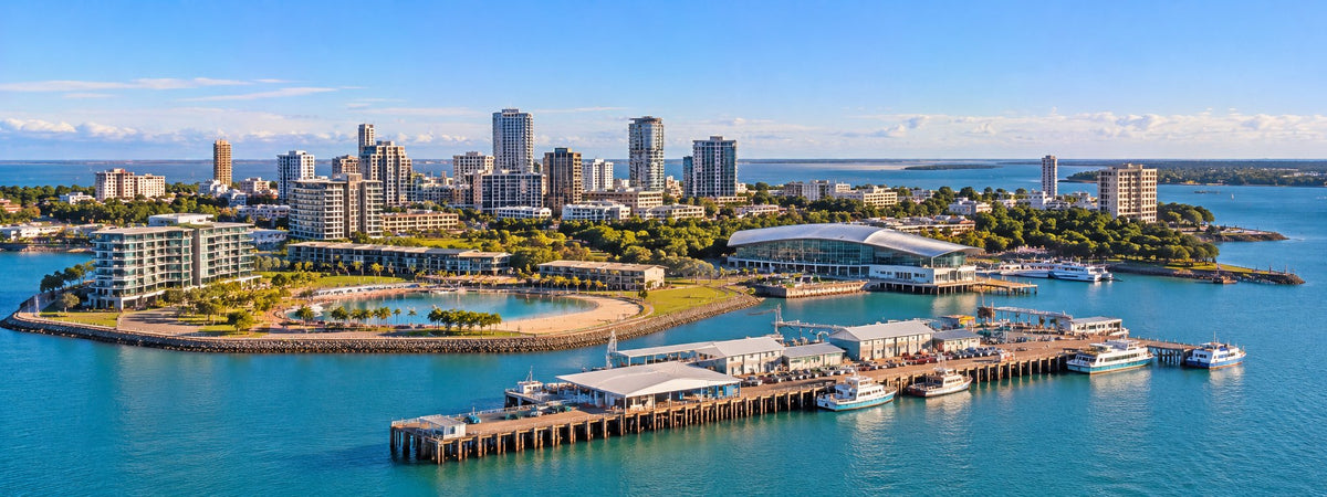Darwin city and waterfront with Stokes Hill Wharf
