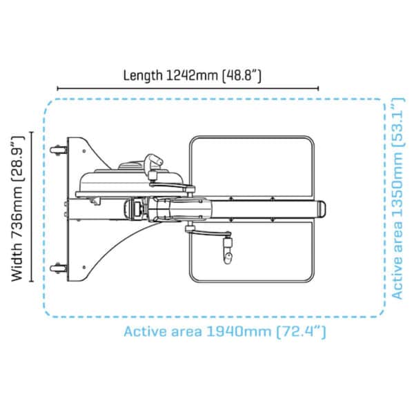 Fluid E685 Arm Cycle UBE Upper Body Ergometer Dimensions