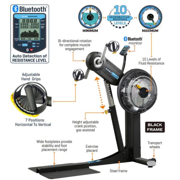 Fluid E685 Arm Cycle UBE Upper Body Ergometer Feature Diagram