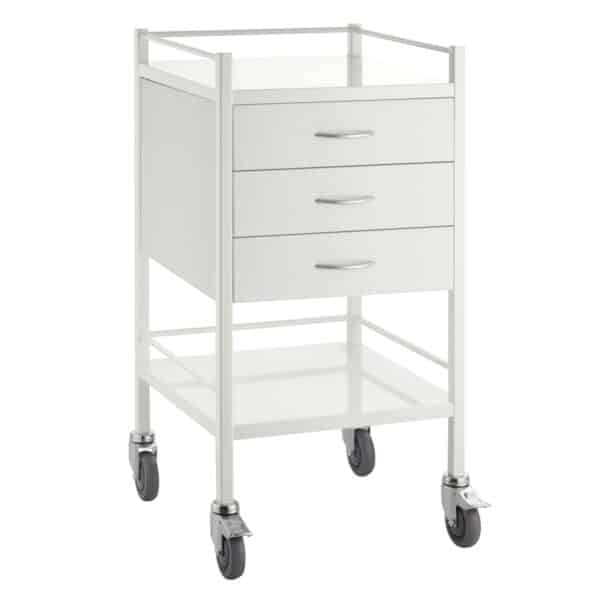 CubicHealth Powder Coated Single 3 Drawer Trolley