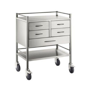 CubicHealth Stainless Steel Resuscitation Trolley 5 Drawer