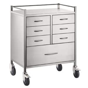 CubicHealth Stainless Steel Resuscitation Trolley 7 Drawer