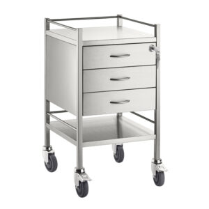 CubicHealth Stainless Steel Trolley 3 Drawer With Lock