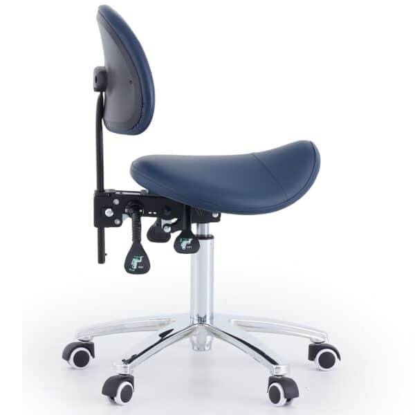 CubicHealth Saddle Stool With Backrest Navy Blue Side