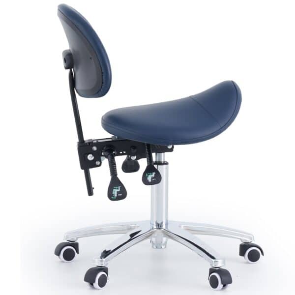 CubicHealth Saddle Stool With Backrest Navy Blue Side Tilt